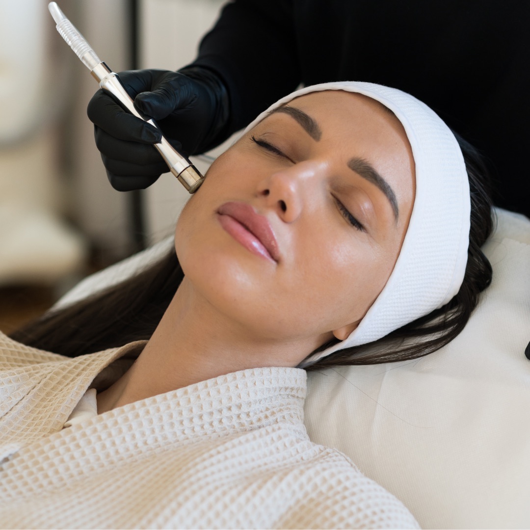 Client receiving a collagen facial treatment at Miliv Med Spa, Houston TX